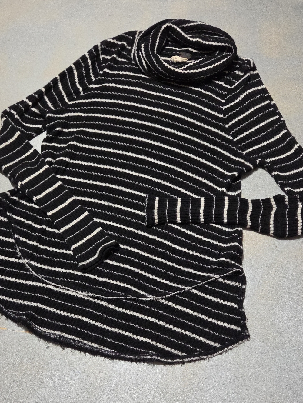 We The Free Black & White Striped Cowl Neck Sweater Oversized